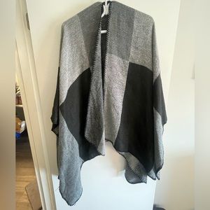 Grey and black Poncho Scarf NWT